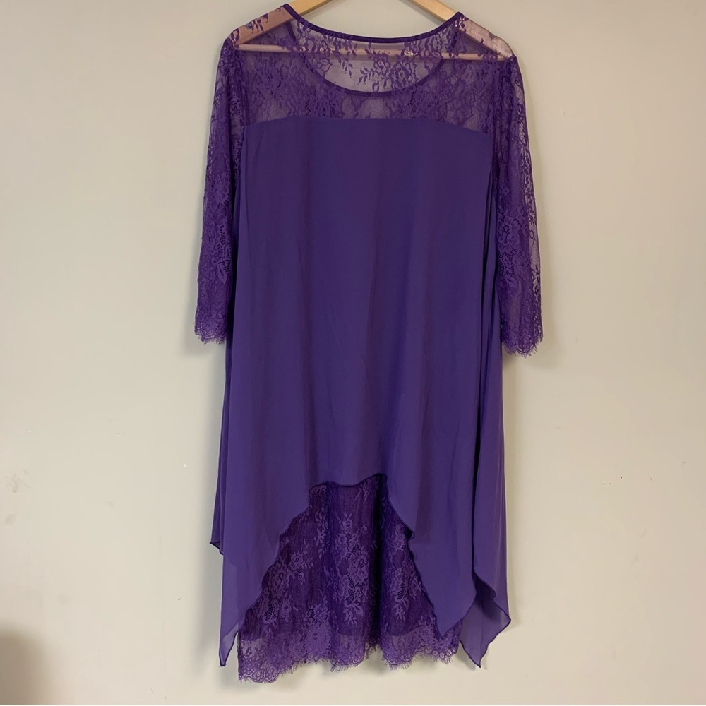 Lace Dress Women 2XL Purple Formal Party Mother Bride Wedding Guest Event Summer - Picture 4 of 12